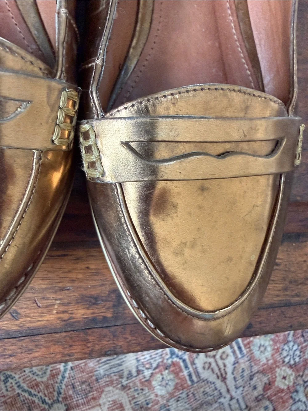 Schultz gold flats loafers 9